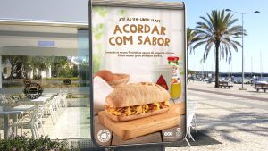 Mupi com a frase Acordar com sabor